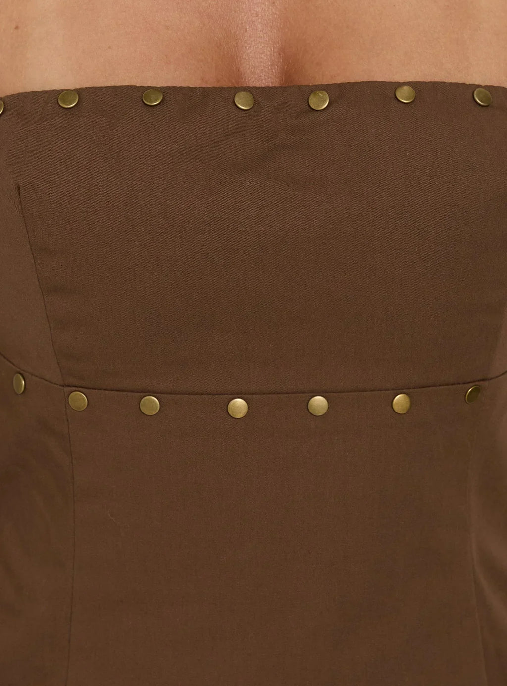Starr Studded Strapless Top Brown