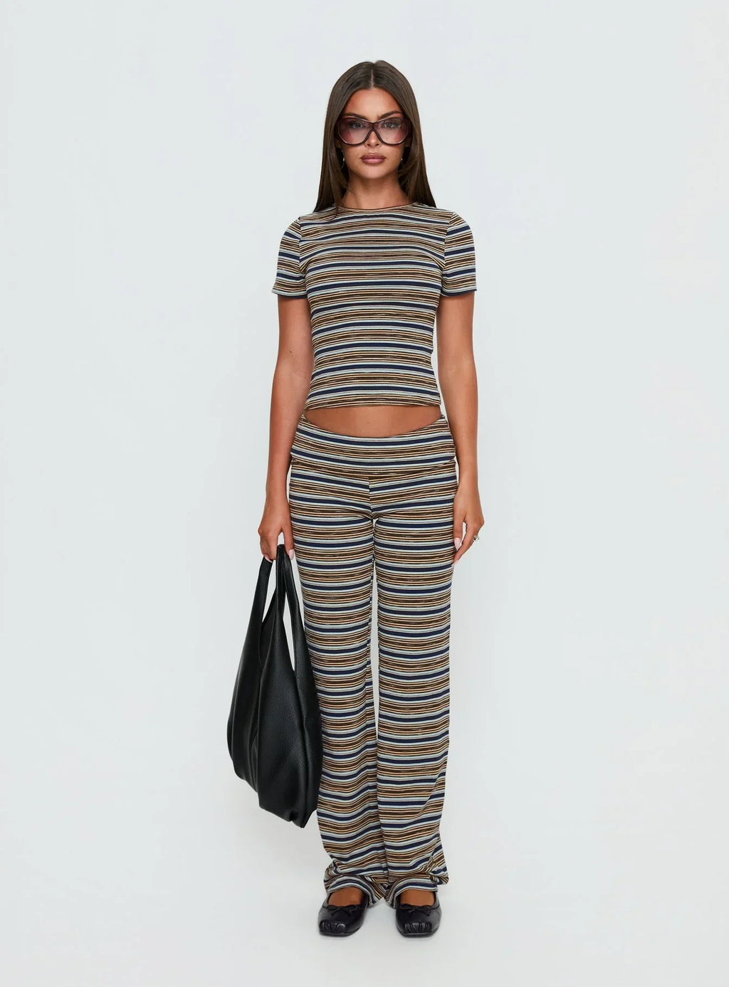 Manolo Short Sleeve Top Brown / Grey Stripe