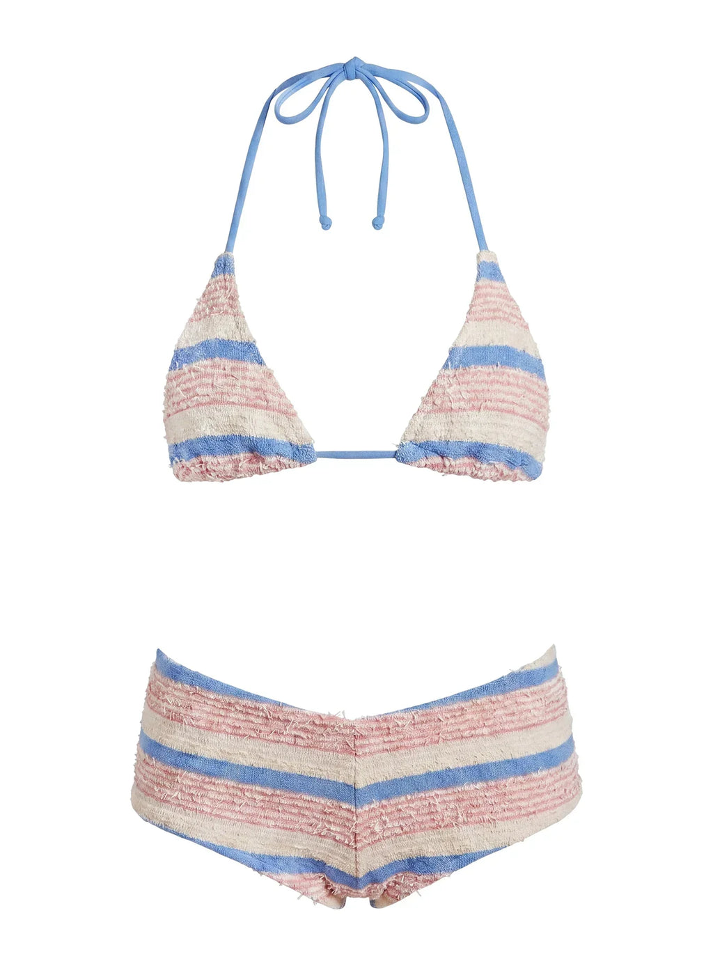 Chrome Sunset Triangle Bikini Top Blue / Pink Stripe