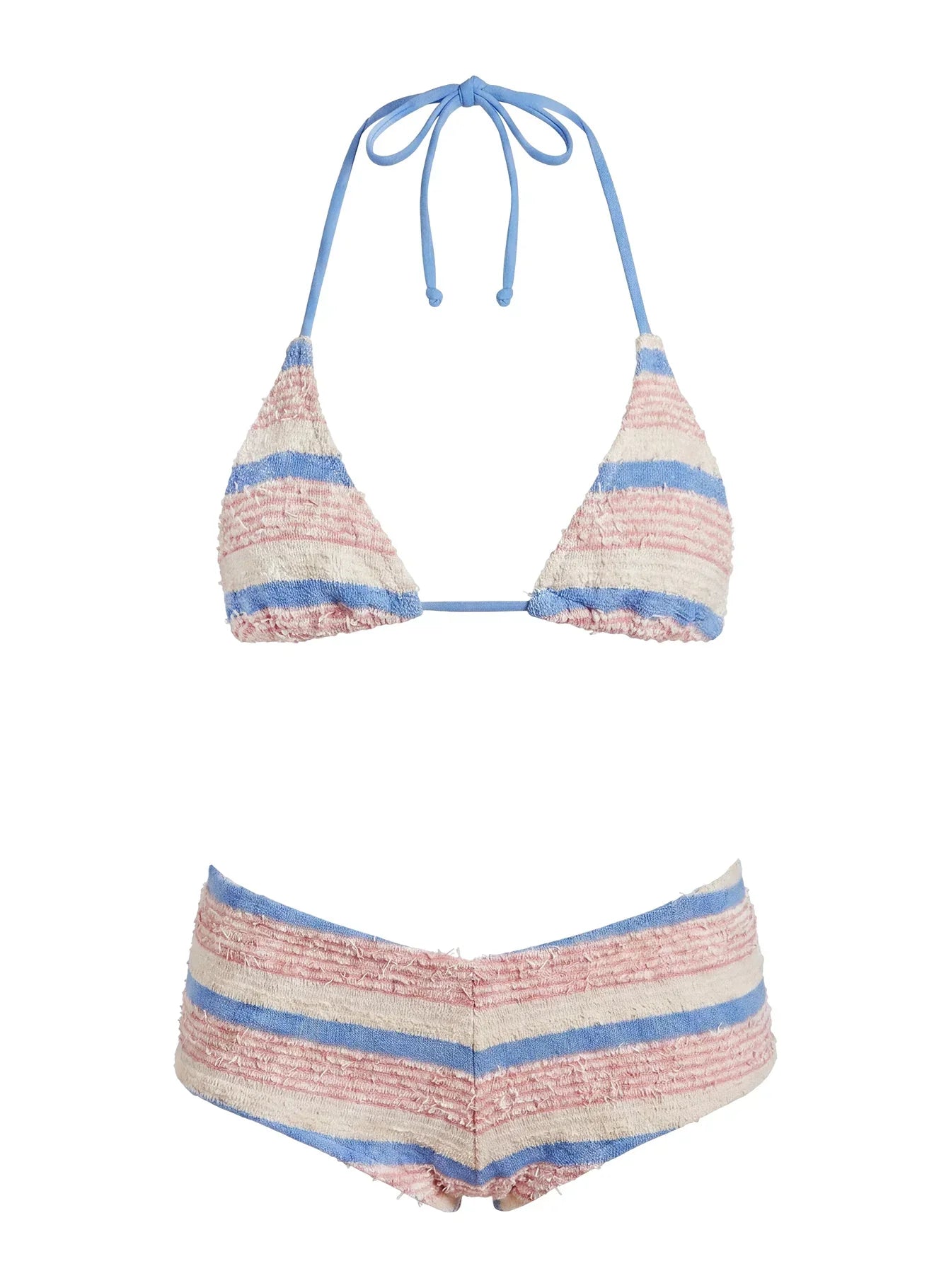 Chrome Sunset Triangle Bikini Top Blue / Pink Stripe