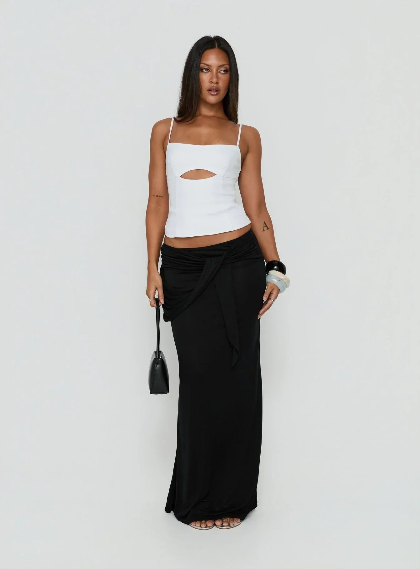 Lenara Cut Out Cami Top White