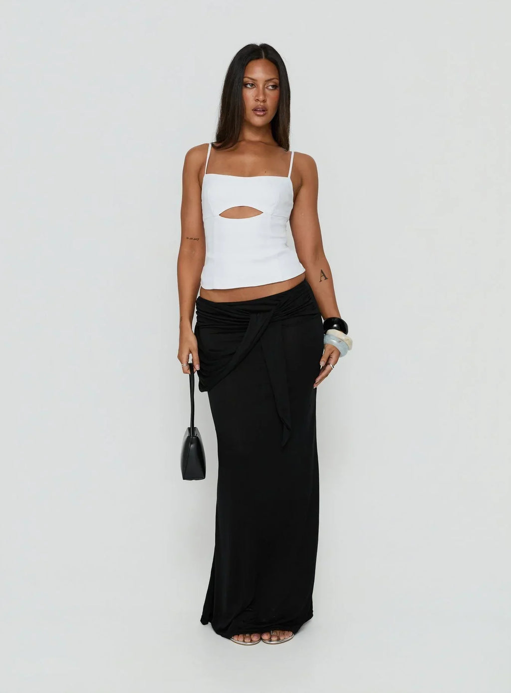 Lenara Cut Out Cami Top White