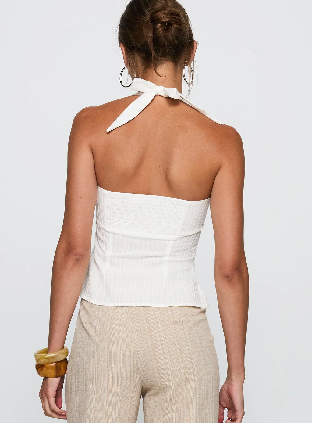 Isabetta Halter Top White Petite