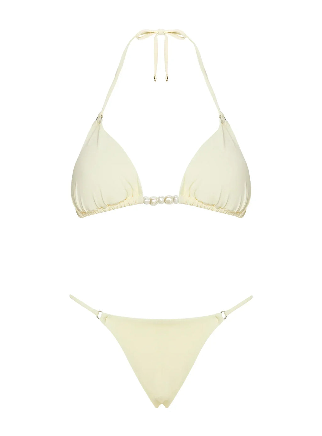 Adrah Beaded Triangle Bikini Top Yellow