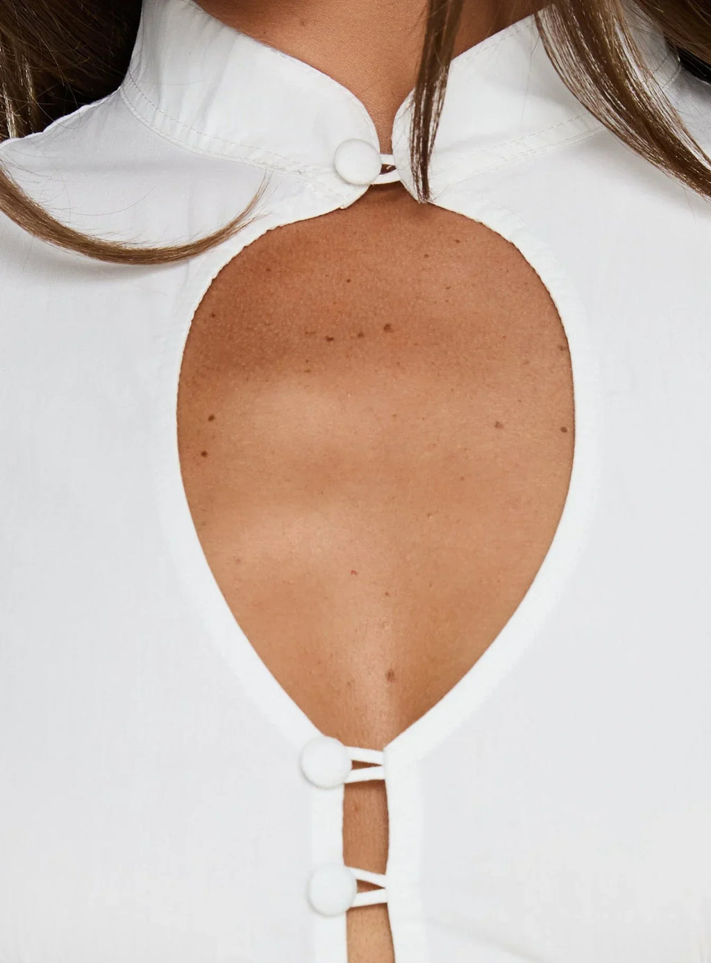 Yamila Keyhole Blouse Top White