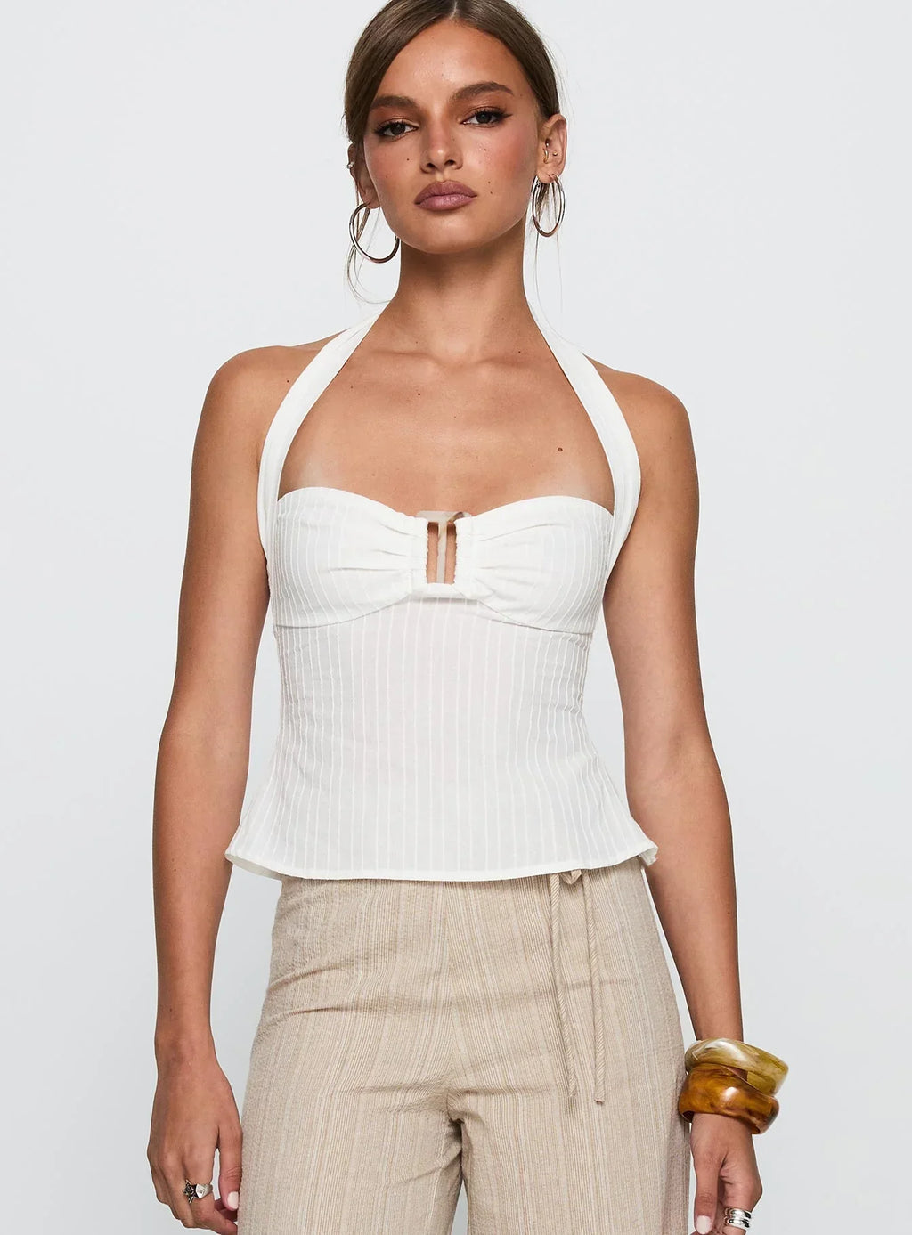 Isabetta Halter Top White Petite
