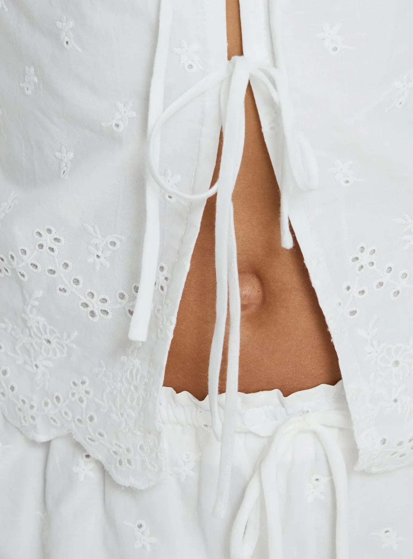 Love of Mine Scoop Anglaise Sleep Cami Top White