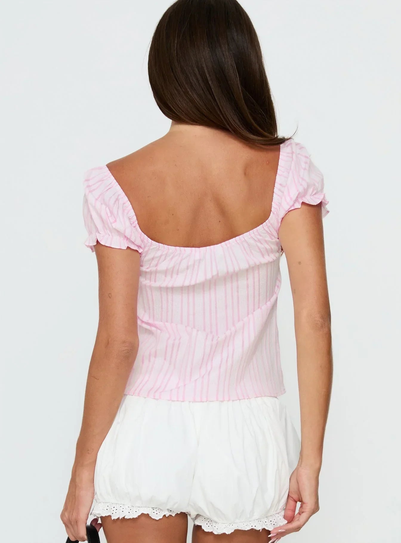 Calthea Puff Sleeve Top Pink Stripe