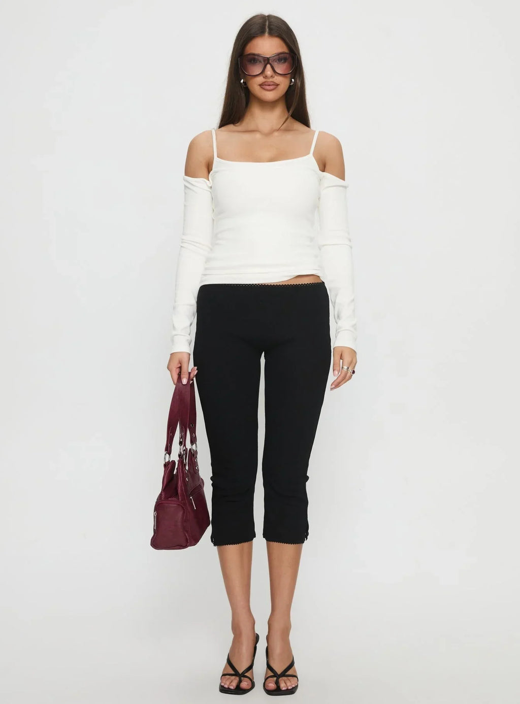 Teenage Dreams Layered Long Sleeve Top White