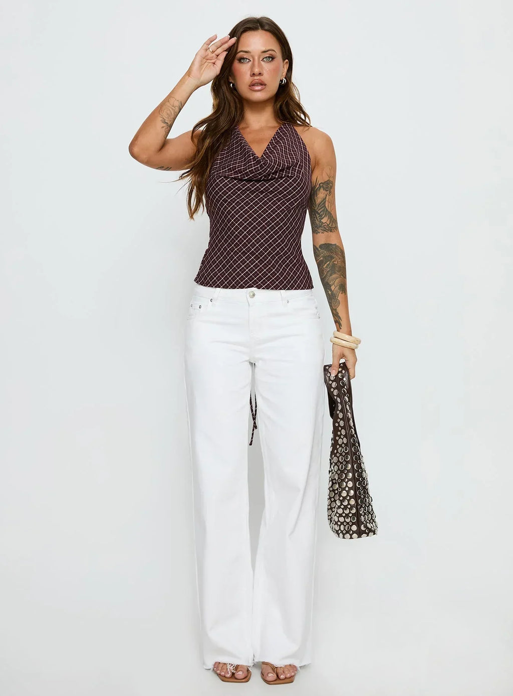 Gaybriel Cowl Neck Low Back Top Wine Check