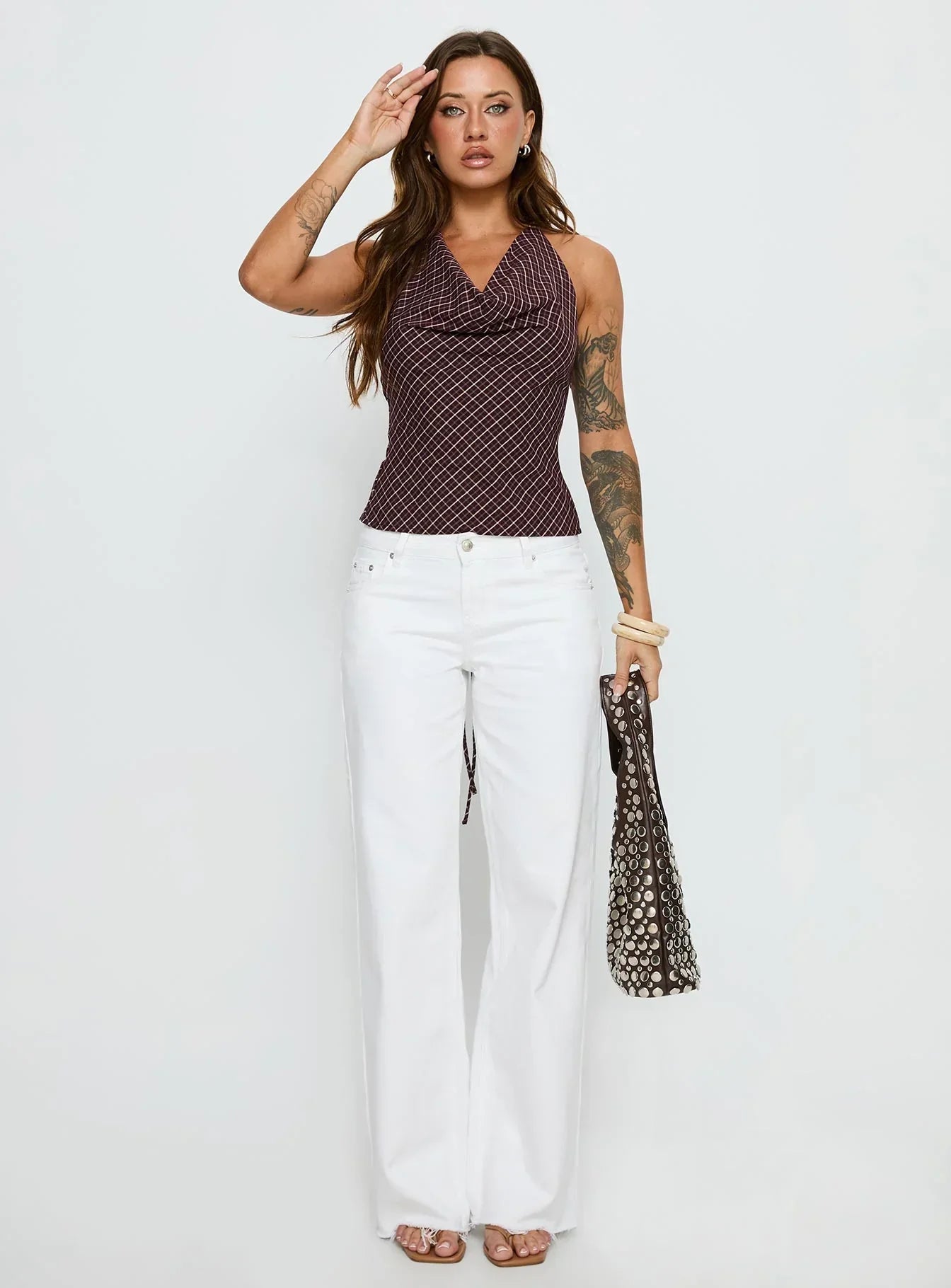 Gaybriel Cowl Neck Low Back Top Wine Check