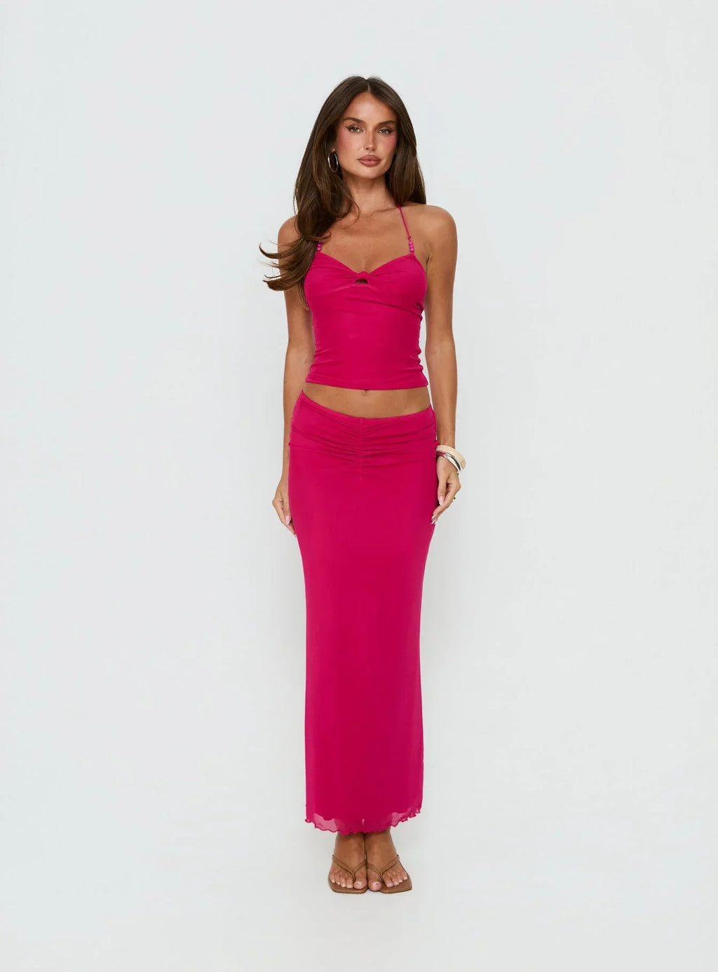 Jailon Twist Detail Halter Top Guava