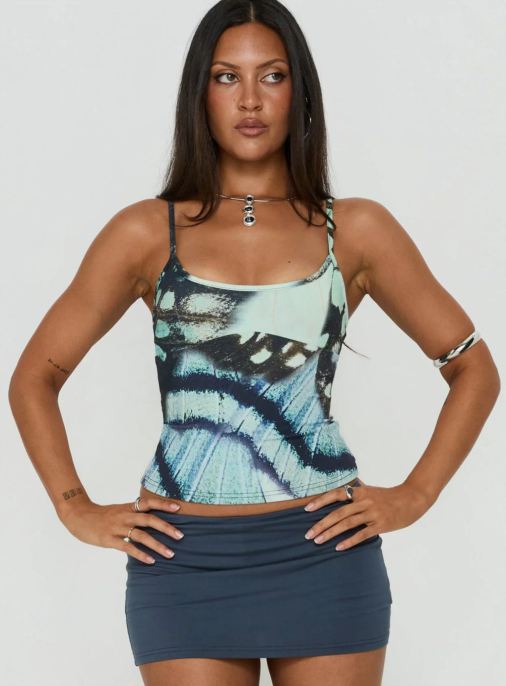Full Focus Cami Top Blue Butterfly