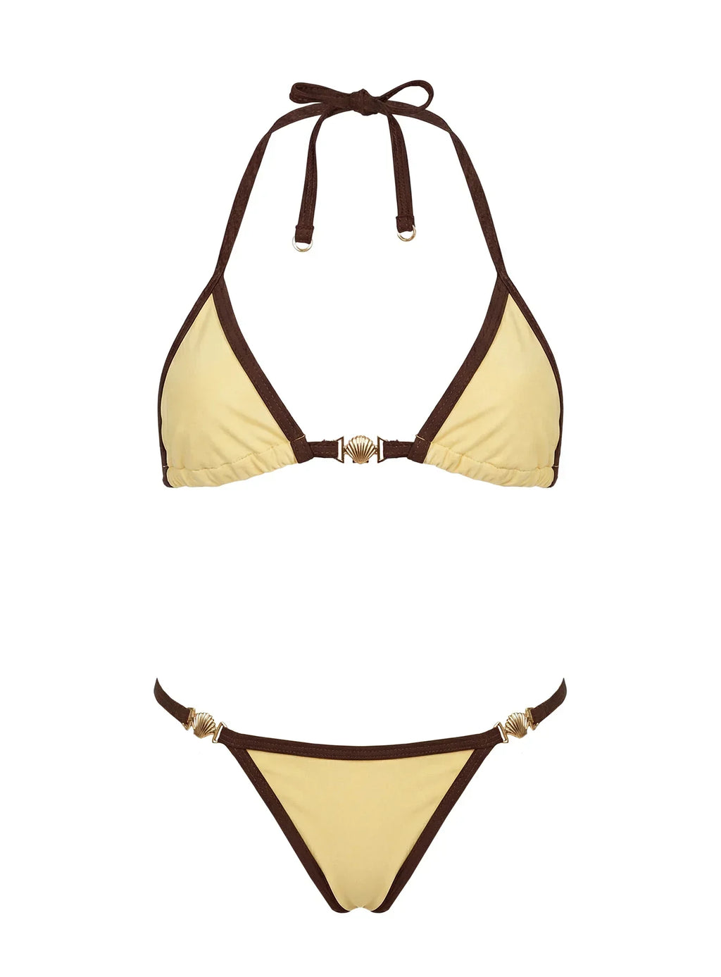 Maurita Hardware Halter Bikini Top Yellow / Brown