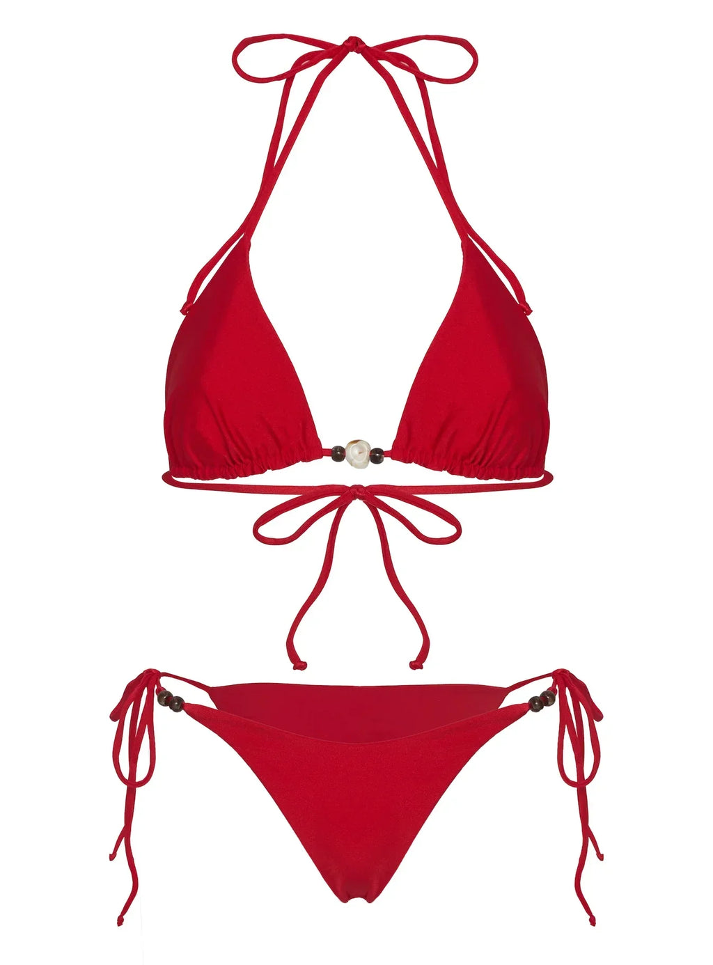 Nevaeh Beaded Bikini Top Red Shimmer