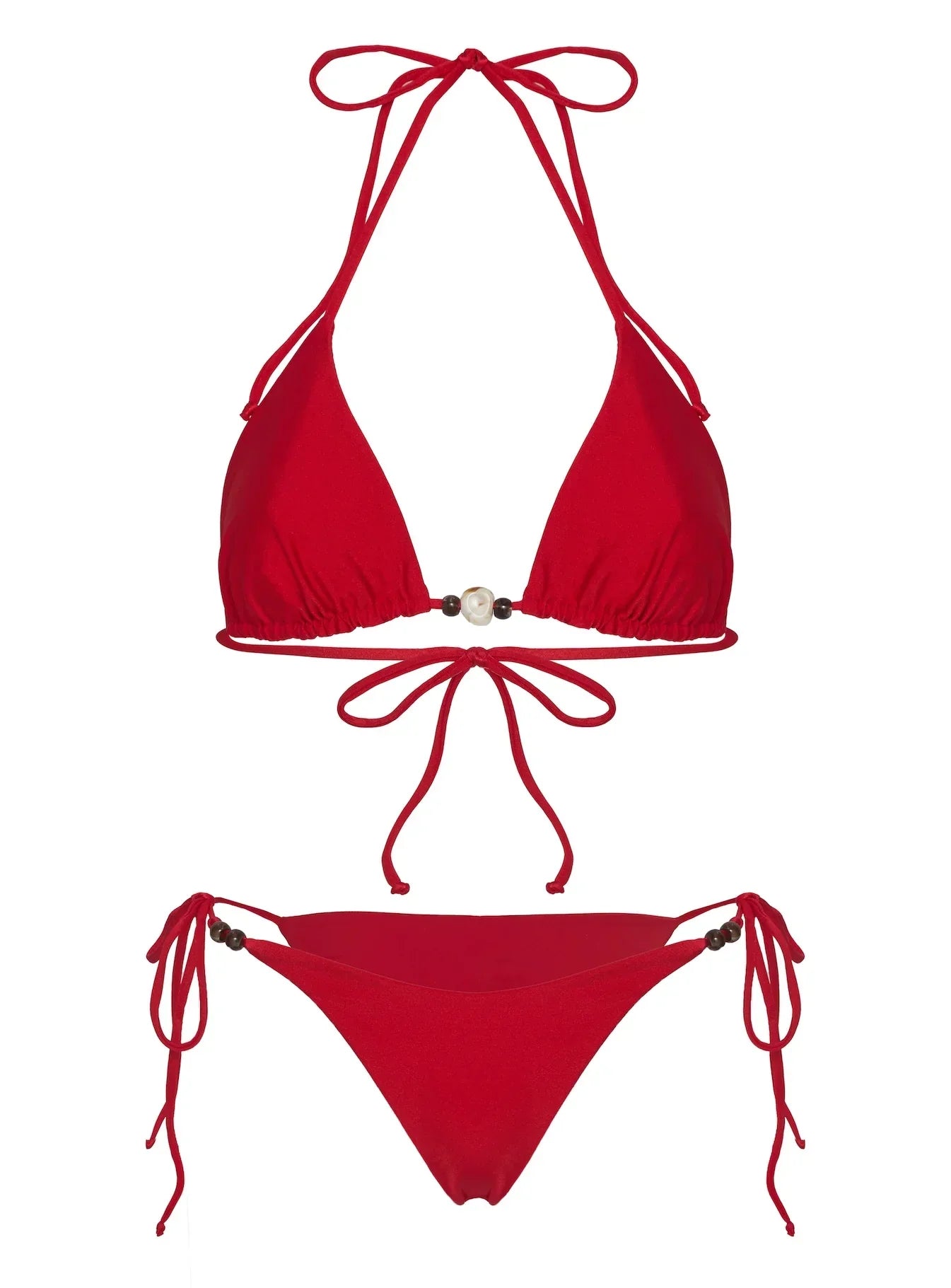 Nevaeh Beaded Bikini Top Red Shimmer