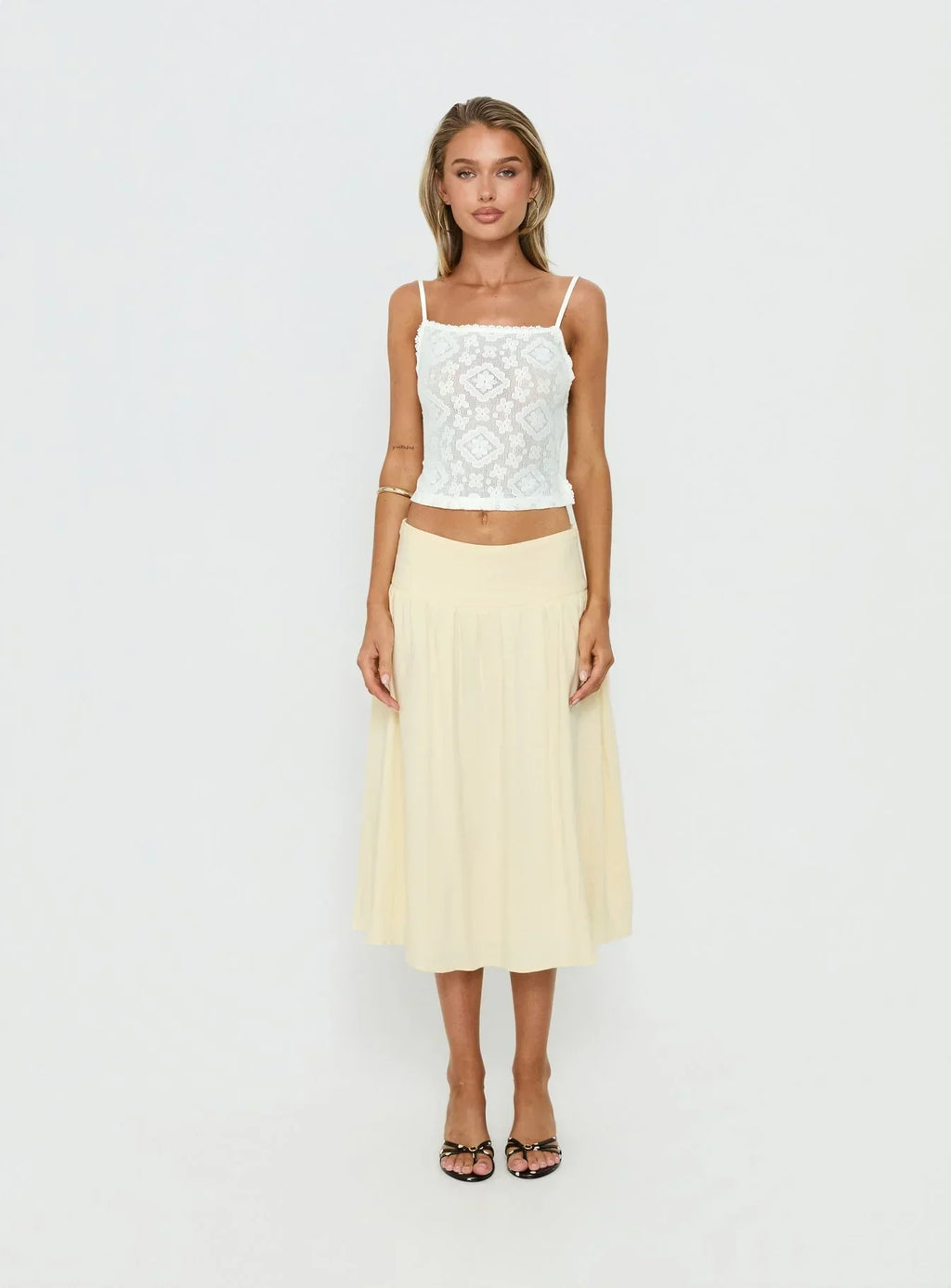Lichen Lace Backless Top White