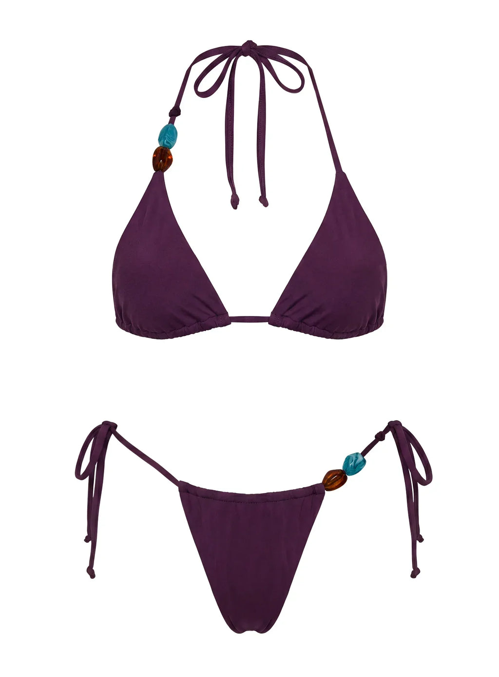 Nevaeh Beaded Triangle Bikini Top Purple