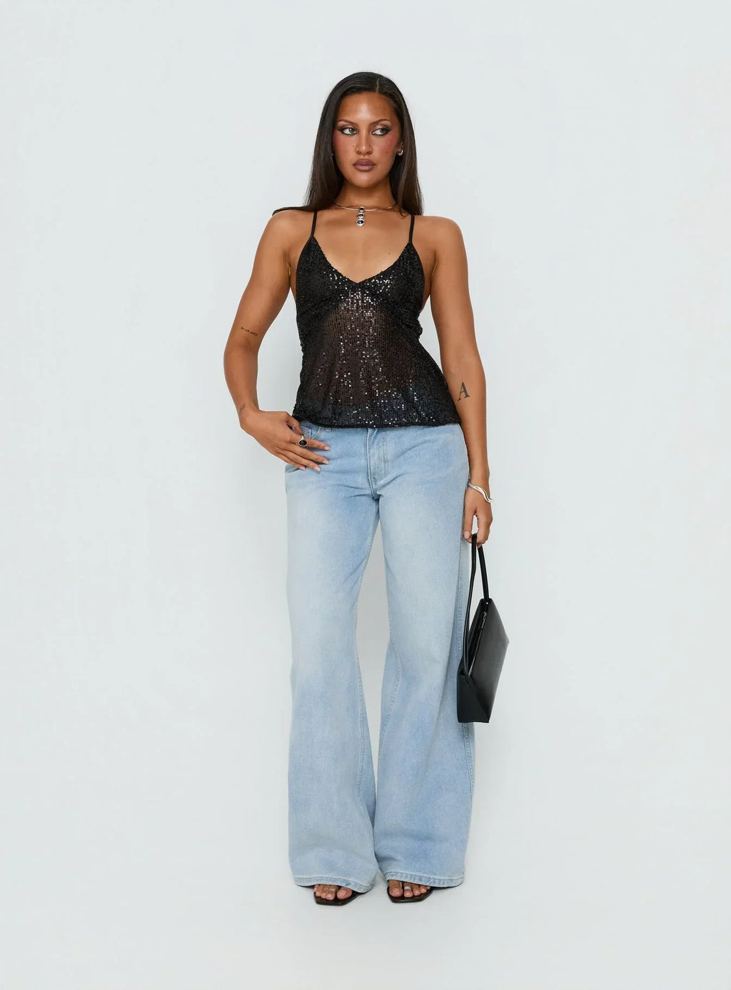 Opaline Sequin Cami Top Black
