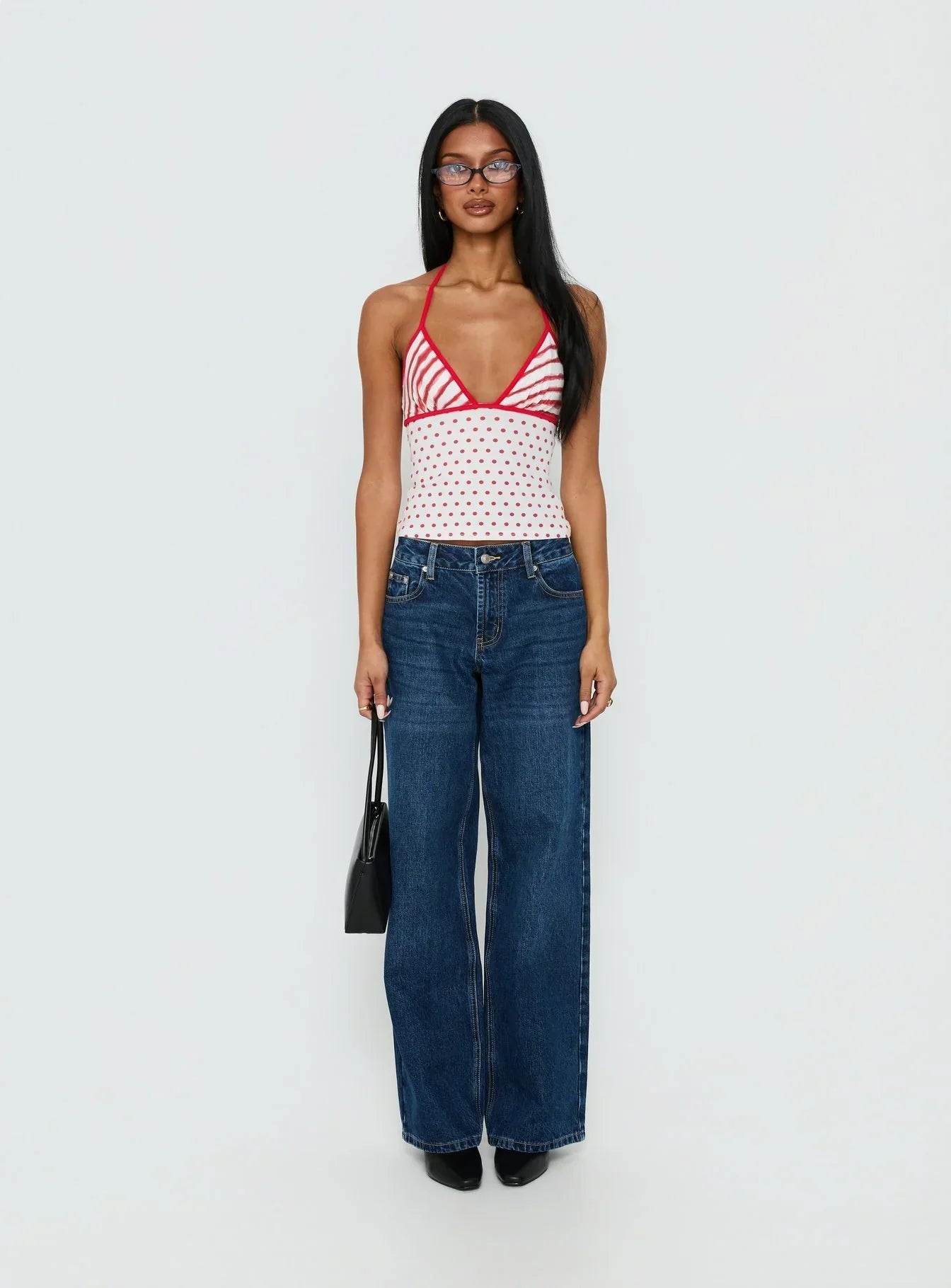 Aelina Halter Top Red / White Polka Dot
