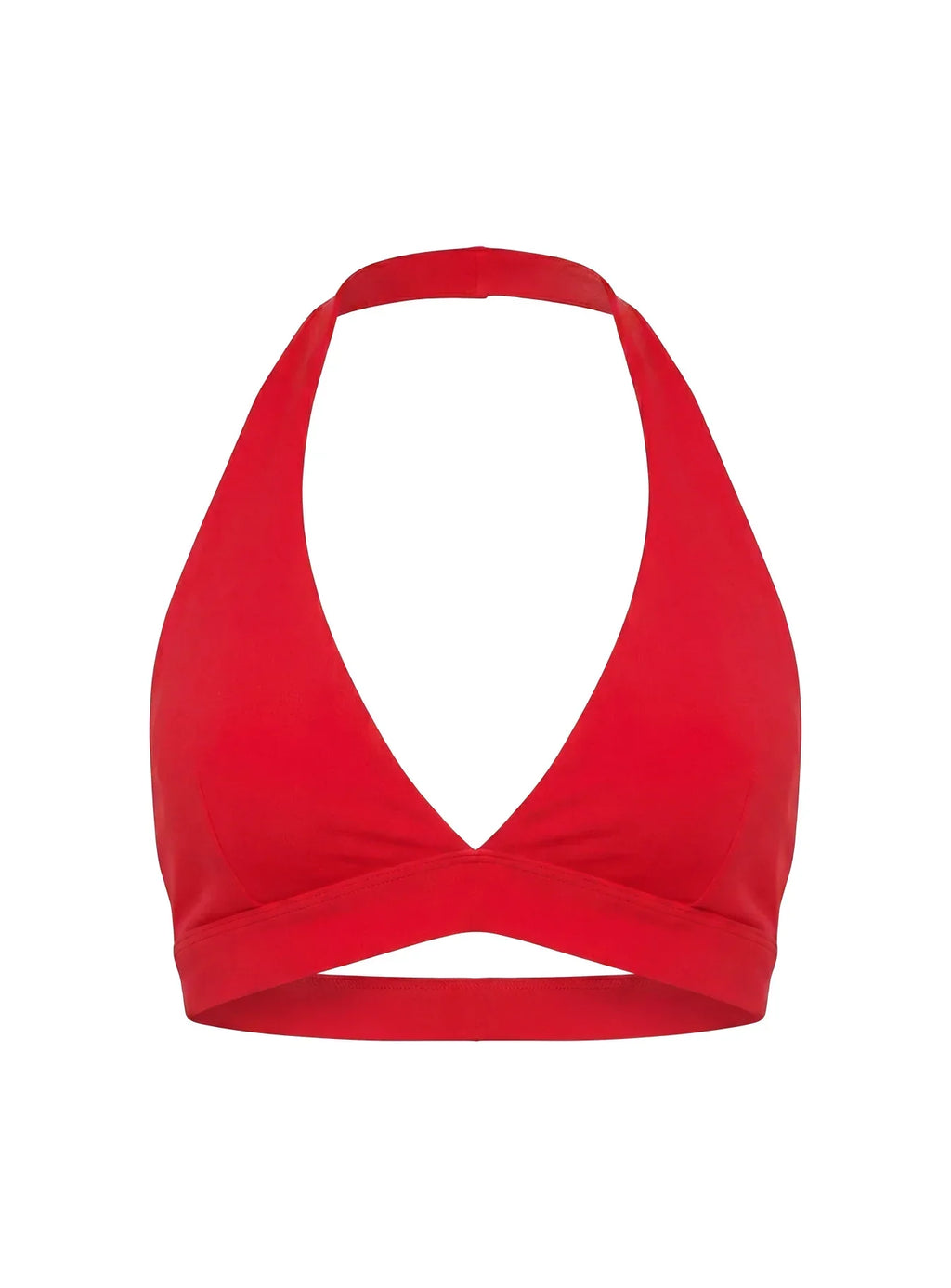 In Motion Active Plunge Halter Crop Top Red