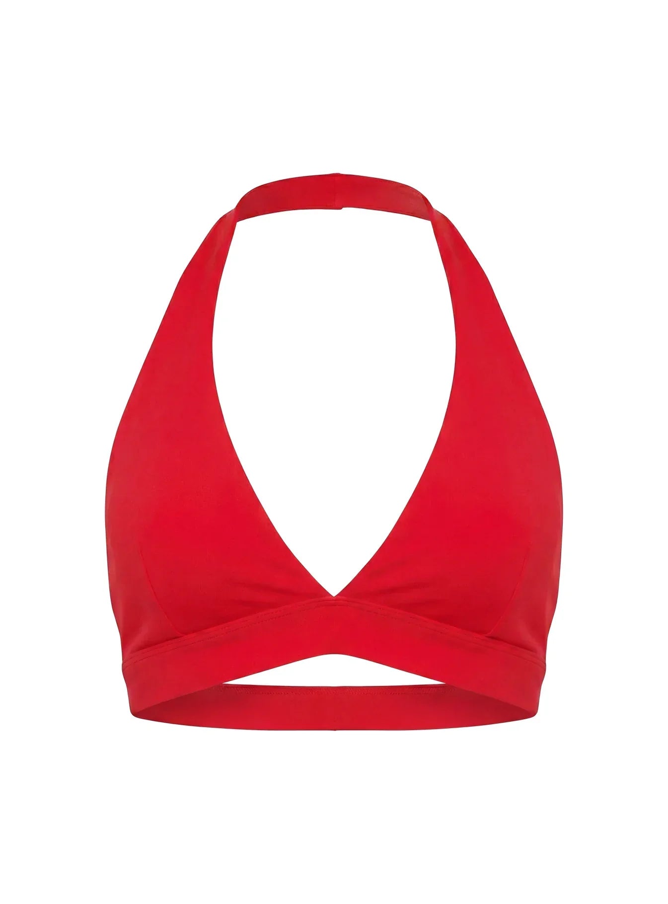 In Motion Active Plunge Halter Crop Top Red
