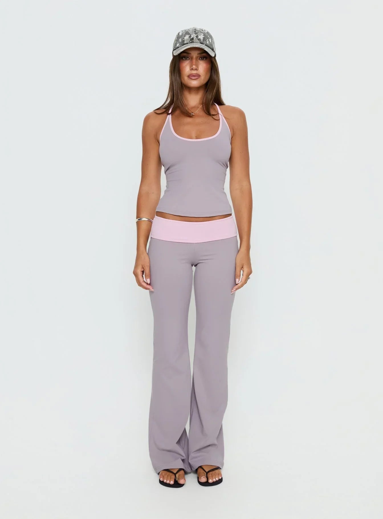 Kobee Jersey Halter Top Slate / Dusty Pink