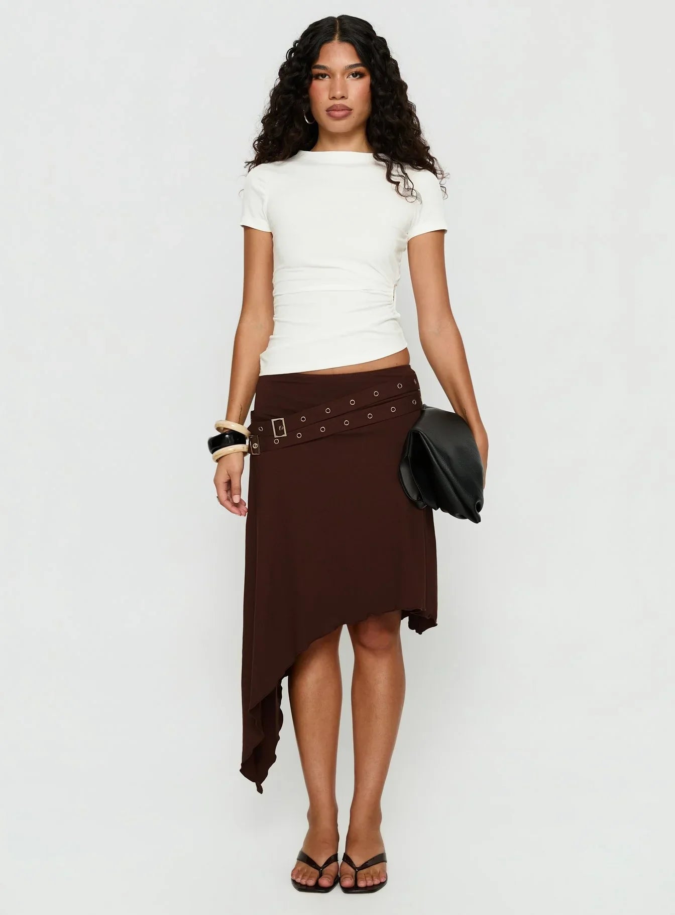 Chelese Cut Out Ruched Top White
