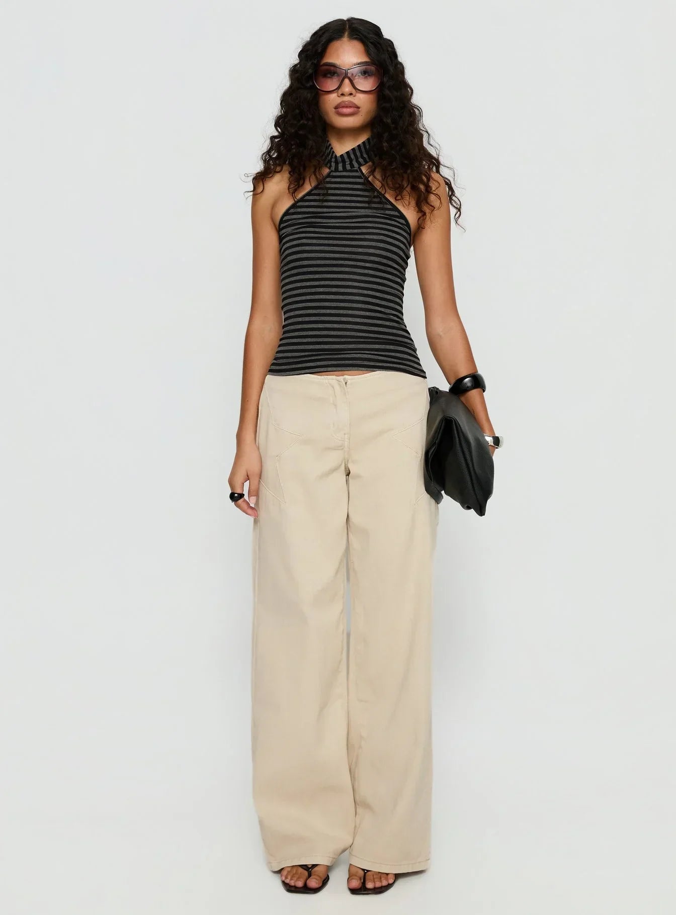 Katriana High Neck Top Multi Stripe