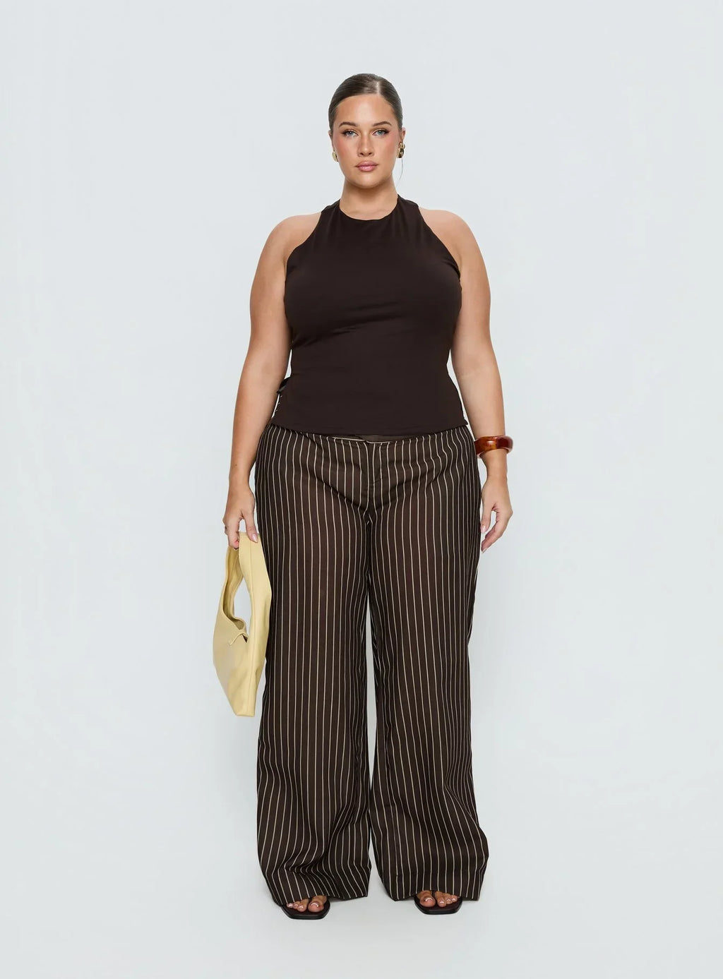 Harlene Back Detail Top Brown Curve