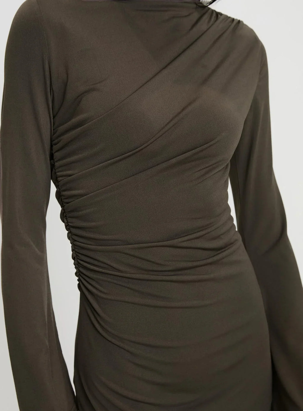 Arte Deco Long Sleeve Mini Dress Mocha