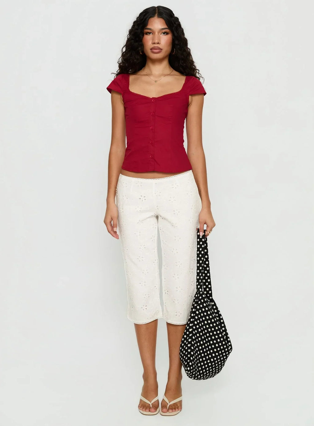 Transcendence Button Up Top Red
