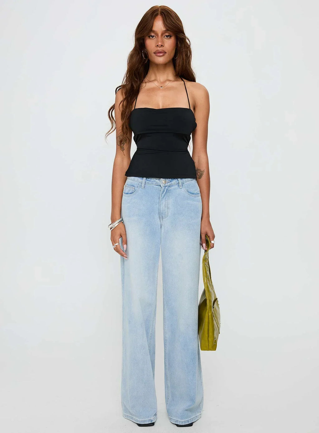 In The End Tie Back Top Black