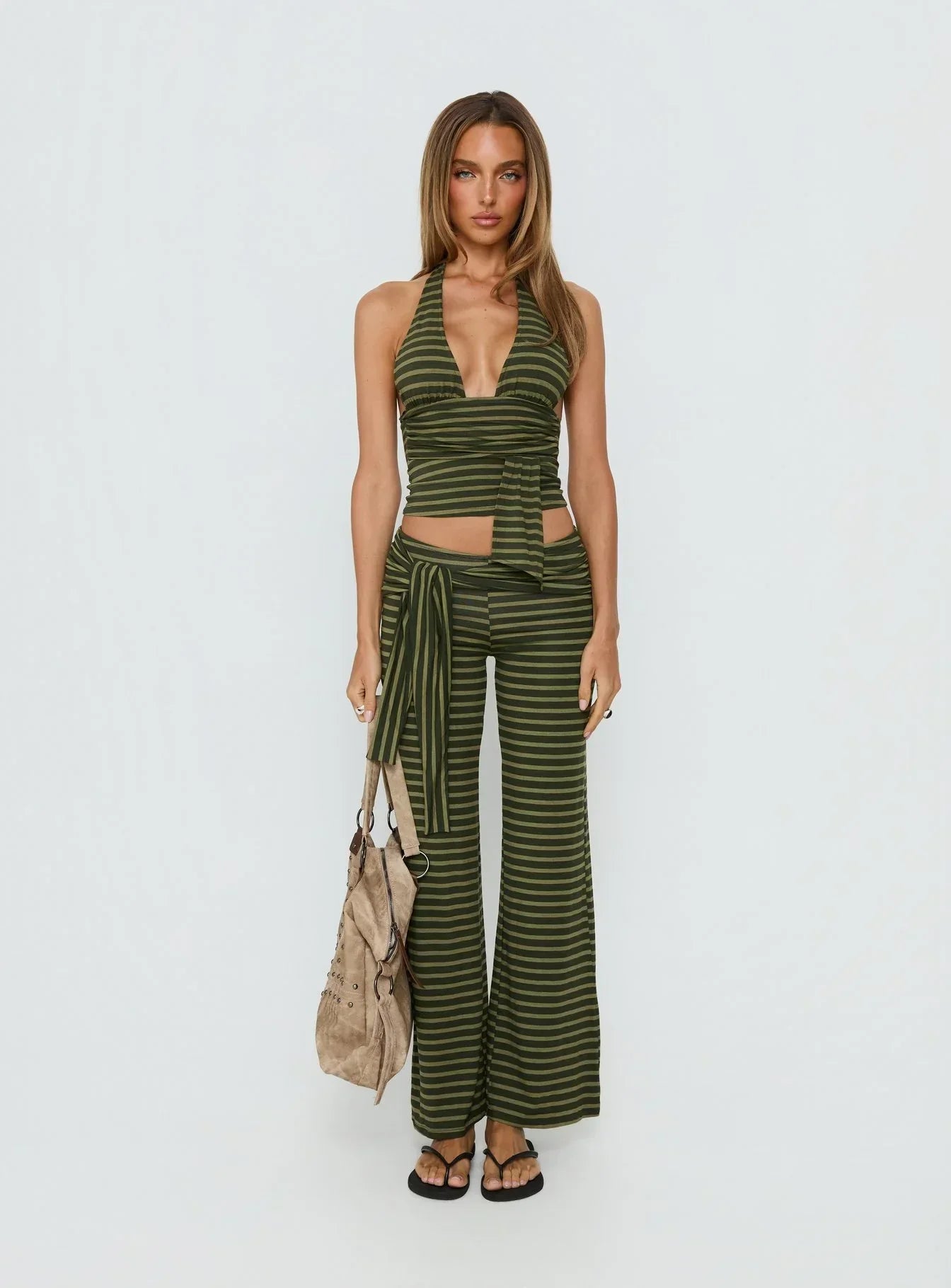 Aprilla Halter Top Green Stripe