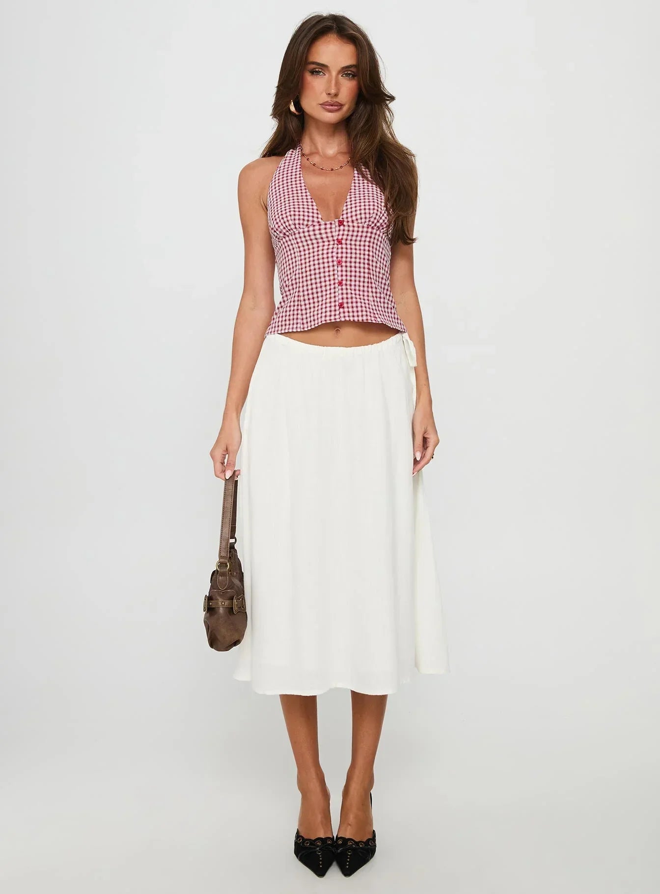 Isolda Halter Top Red Check