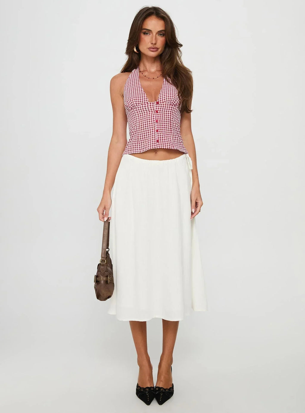 Isolda Halter Top Red Check