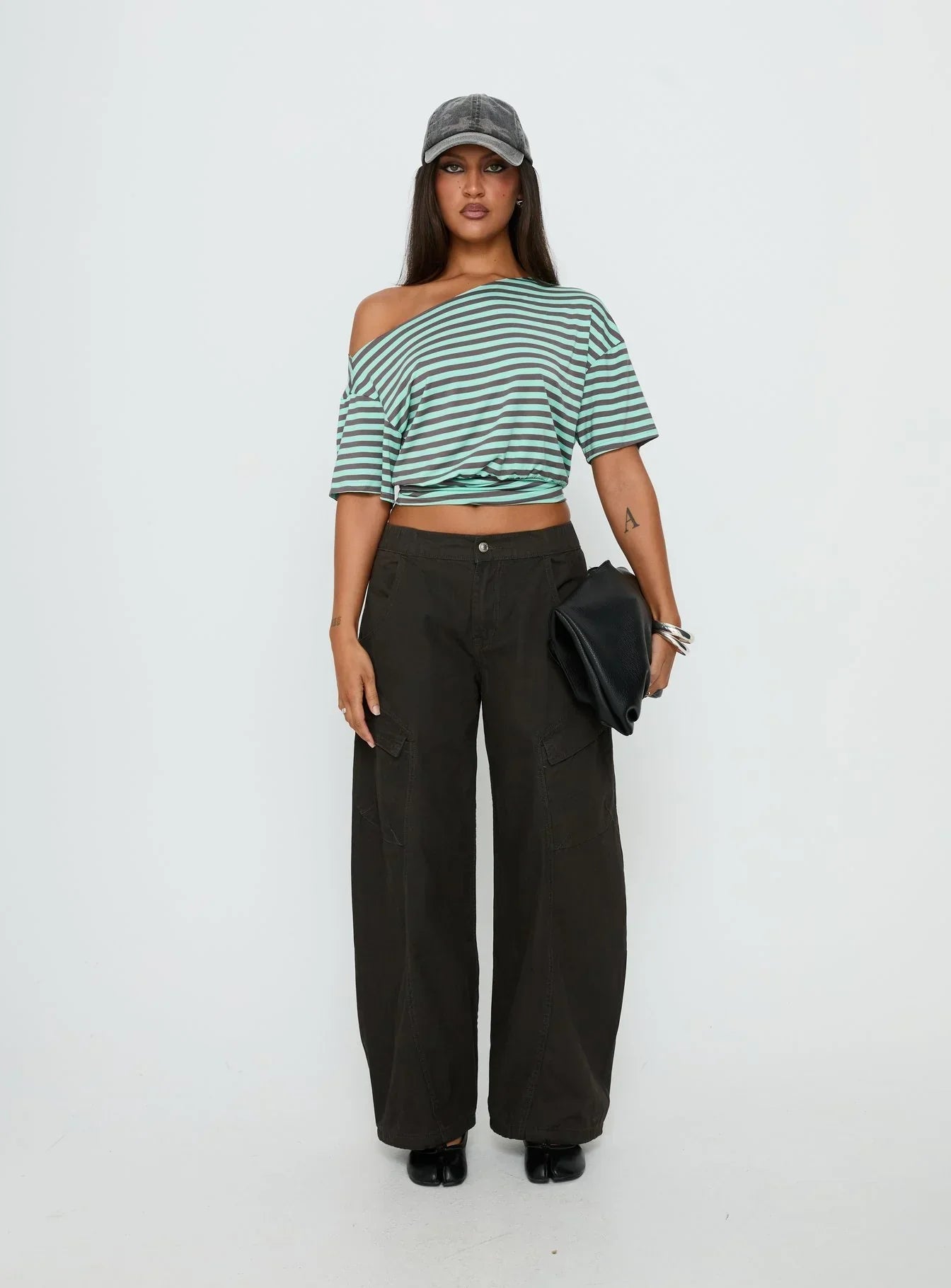 Ashlinn Off Shoulder Drapey Top Stripe