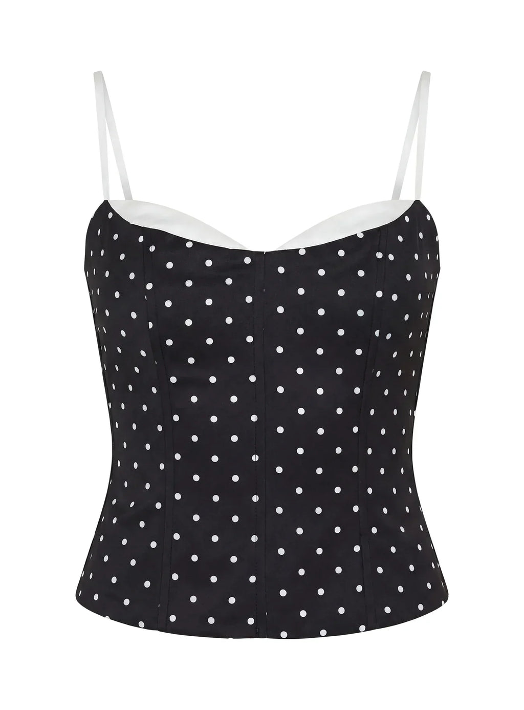 Somani Layered Corset Top Black Polka Dot