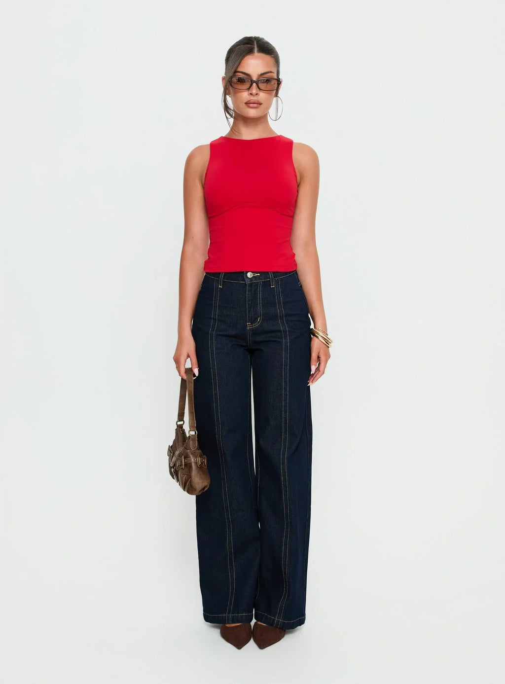 Georgetta Bust Detail Cami Top Red