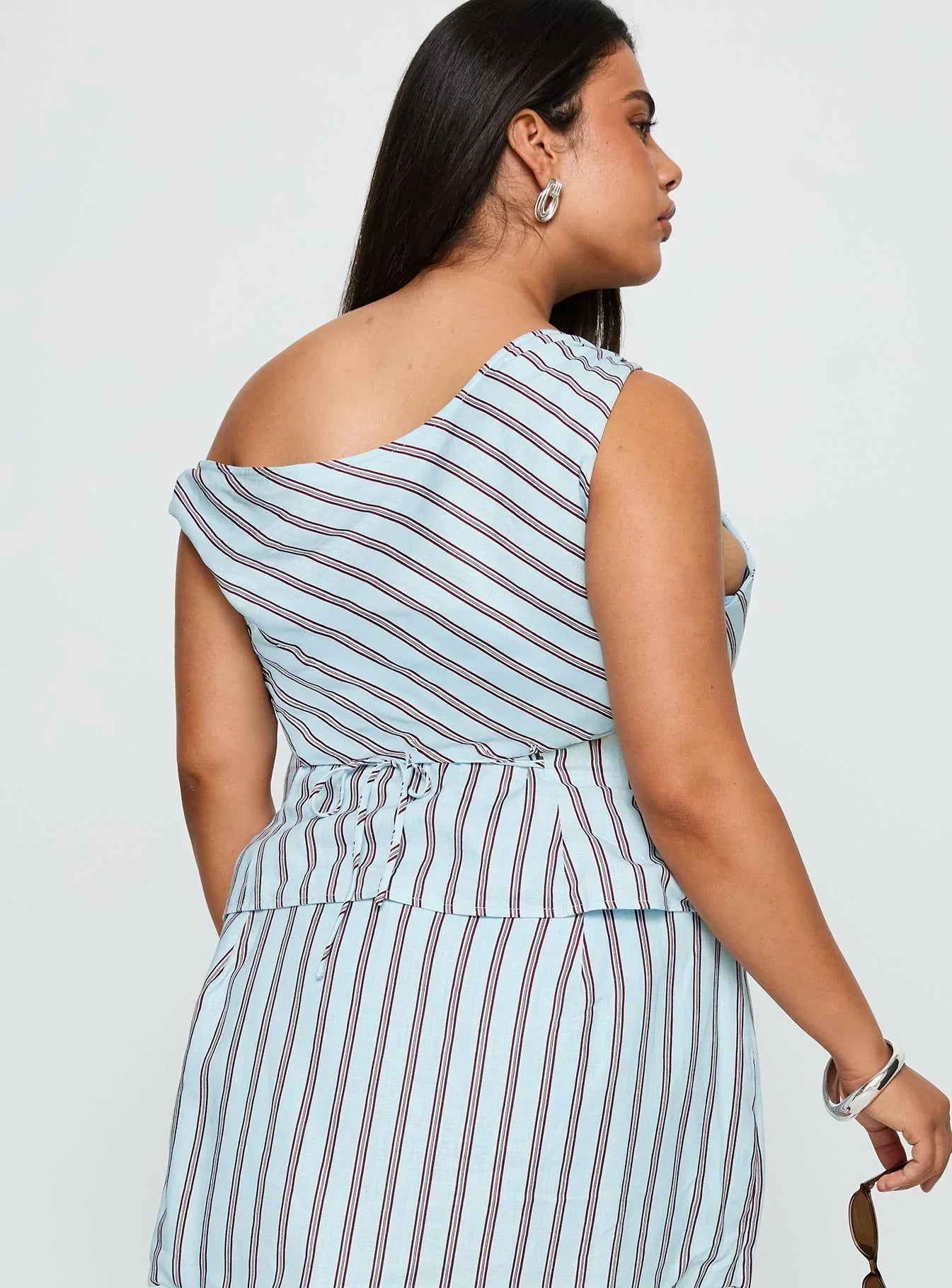 Del Rio Off The Shoulder Top Blue / Maroon Curve
