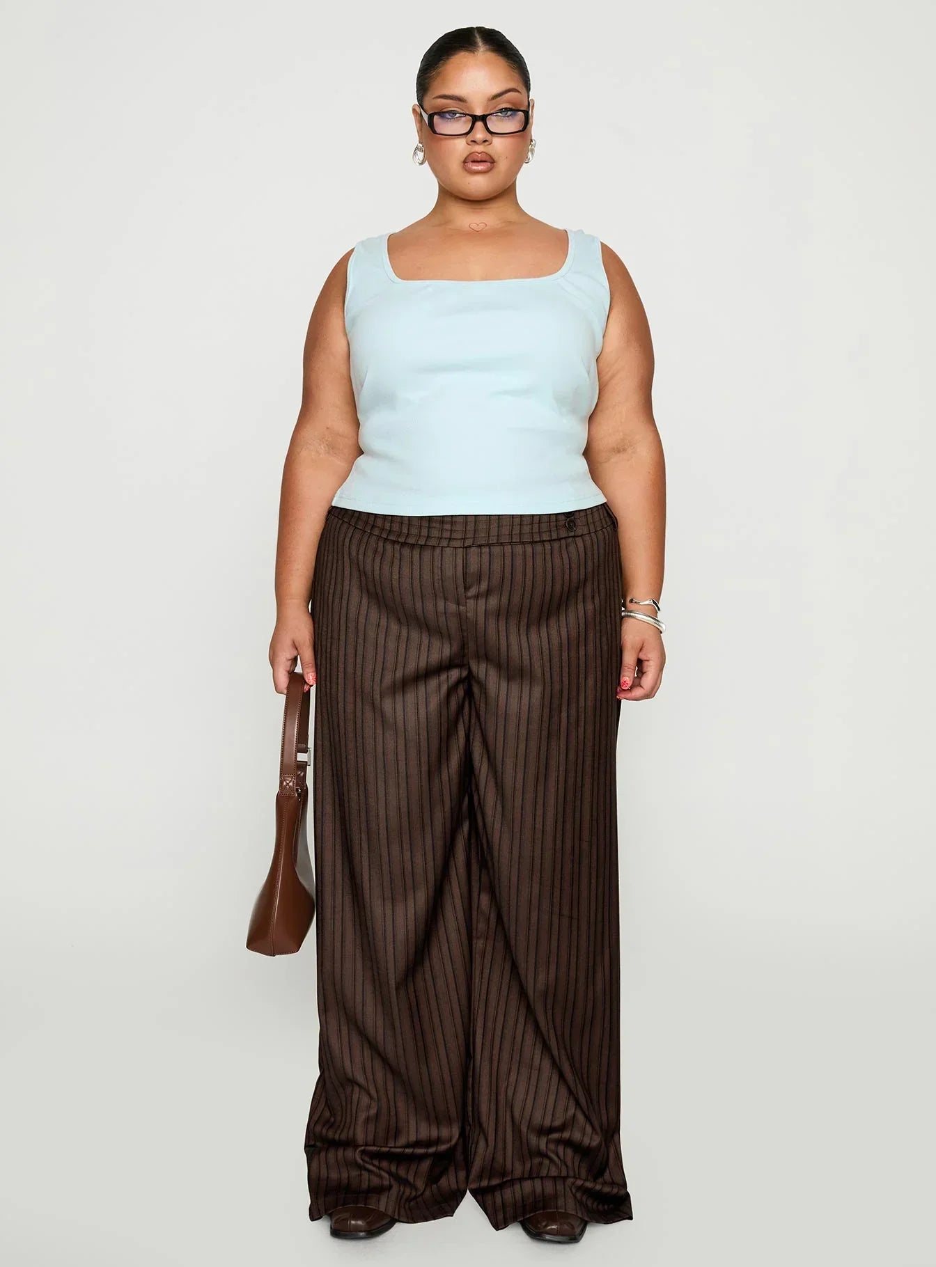 Baseline Square Neck Rib Tank Top Light Blue Curve