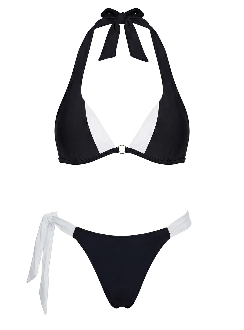 Ocean Haze Halter Bikini Top Black / White