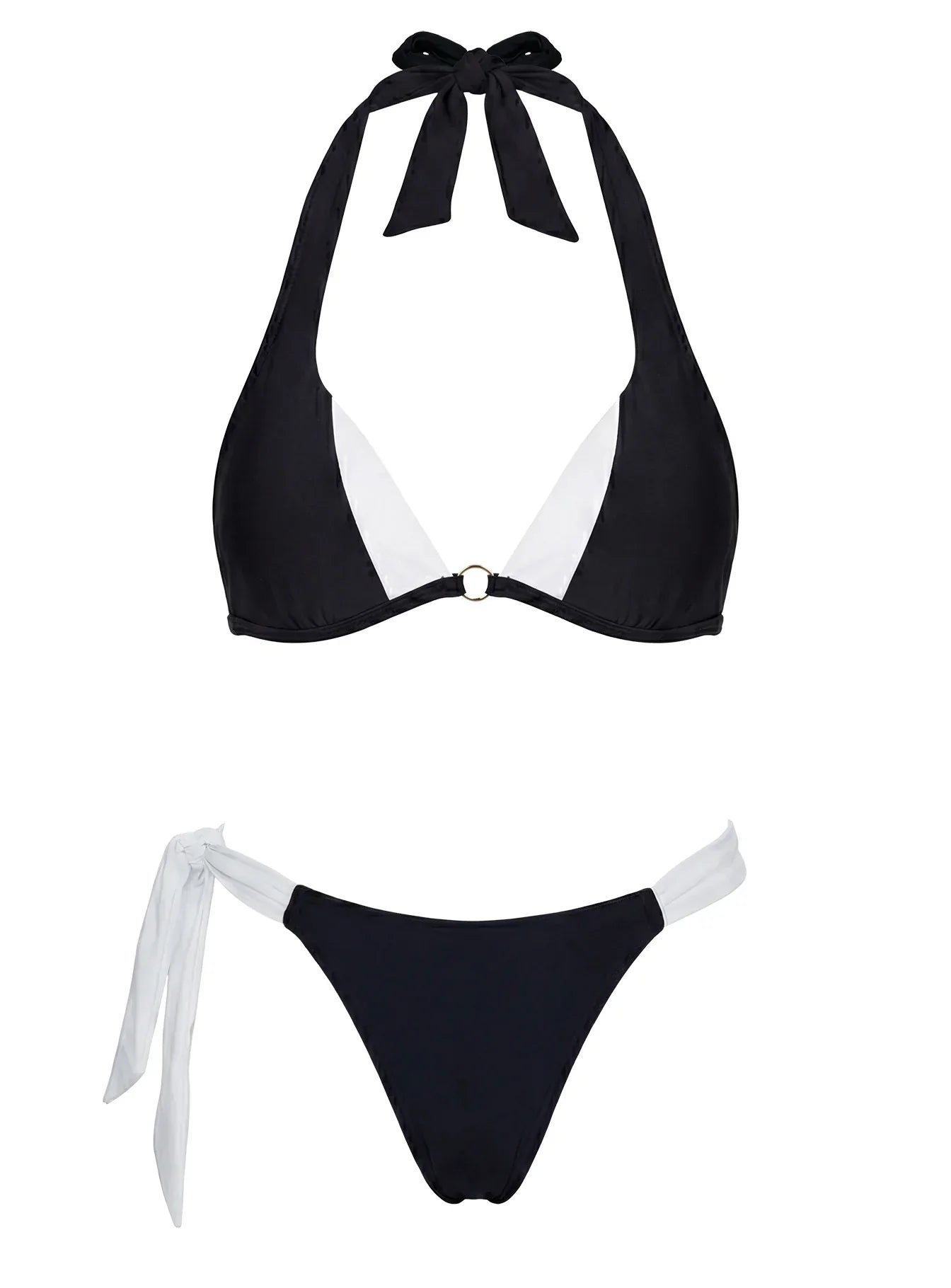 Ocean Haze Halter Bikini Top Black / White