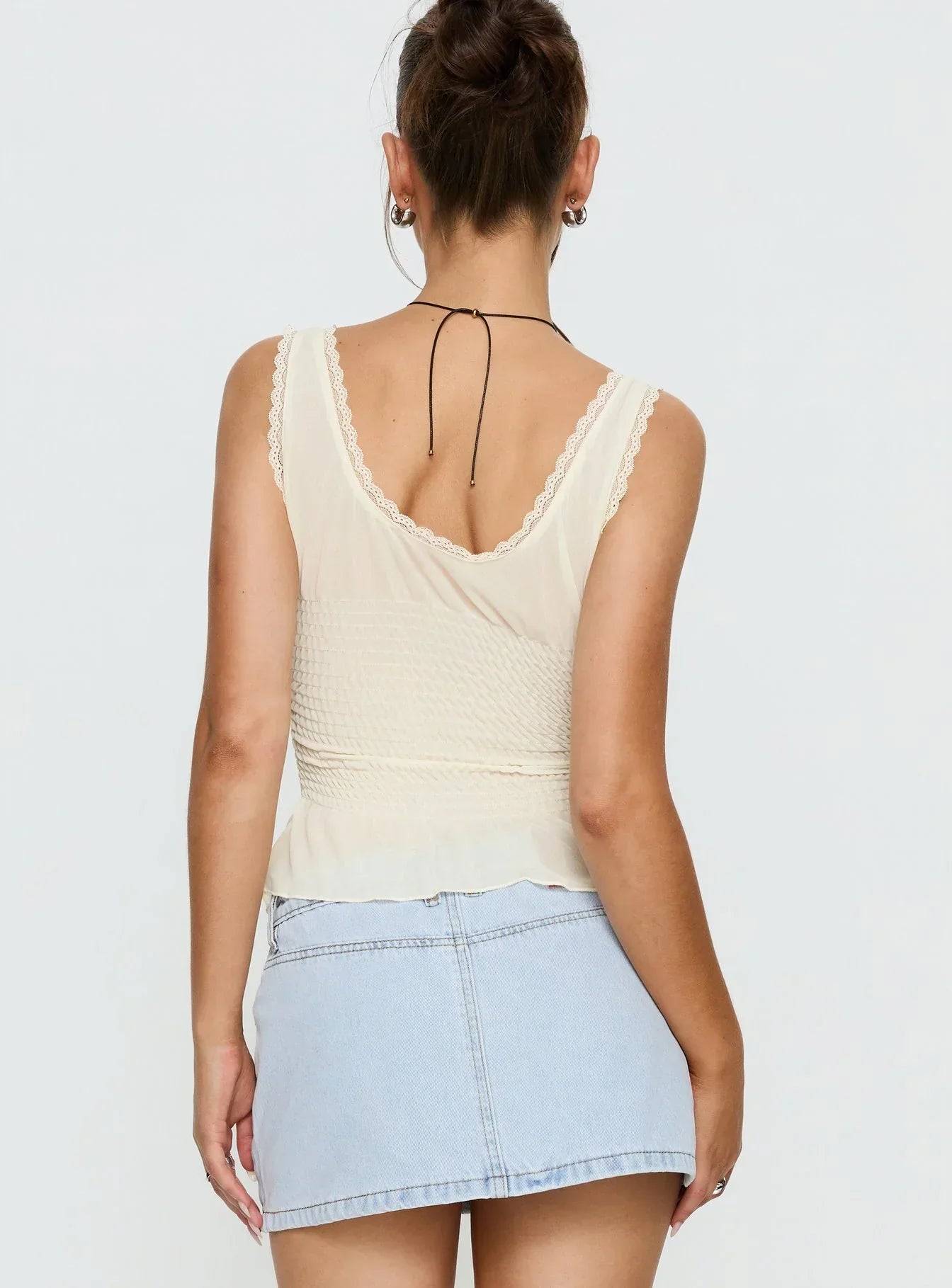 Naelina Sheer Tie Up Top Butter