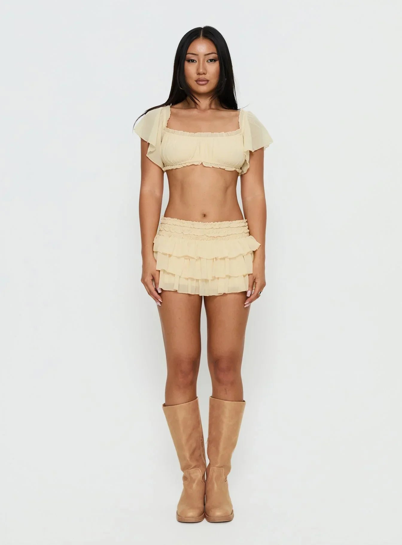 Iluminada Frill Crop Top Yellow