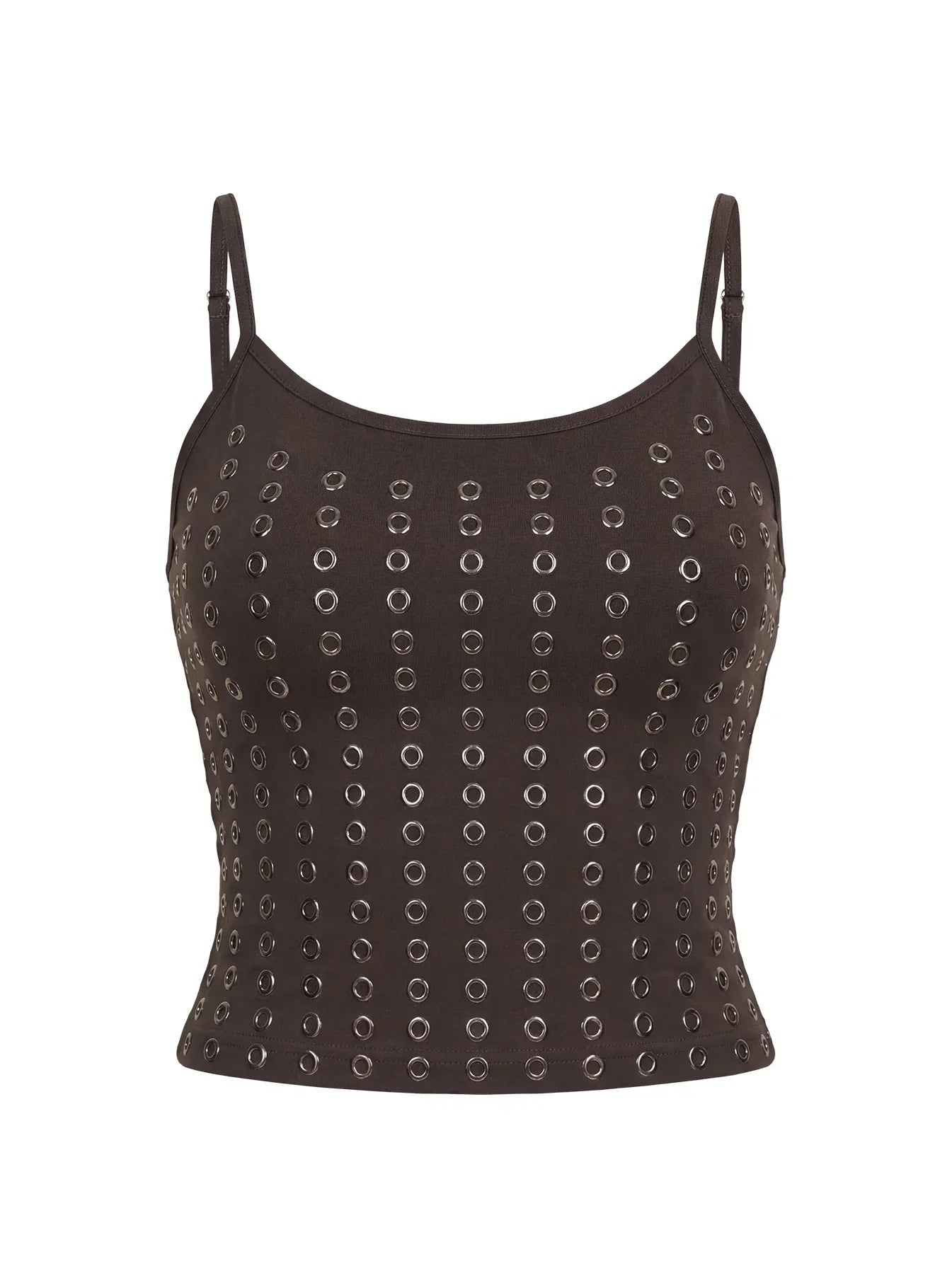 Winter Solstice Scoop Neck Eyelet Detail Top Dark Slate
