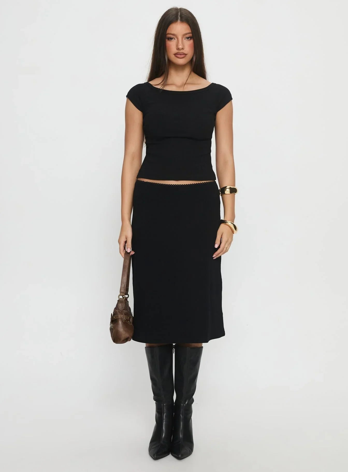 Baseline Boat Neck Top Black