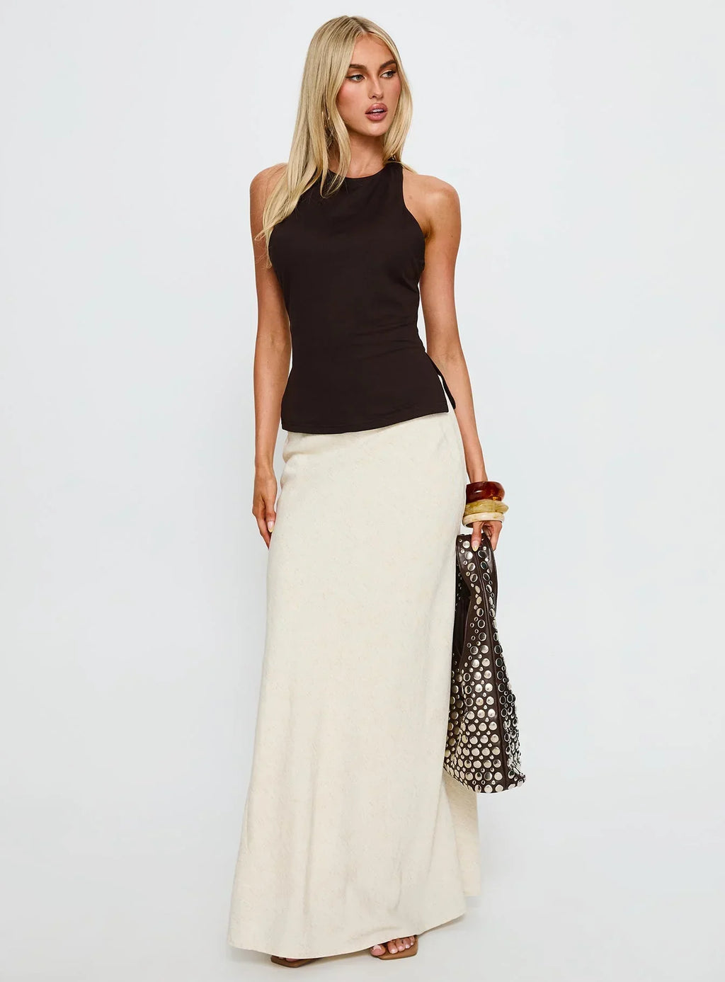 Harlene Back Detail Top Brown