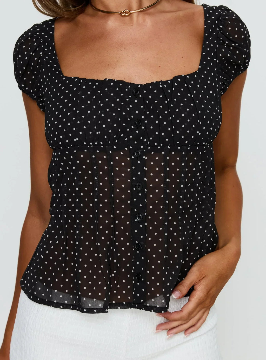 Rolina Top Black Polka