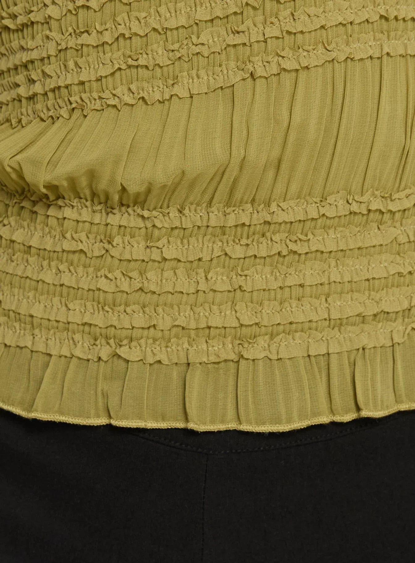 Talyn Cap Sleeve Frill Top Olive
